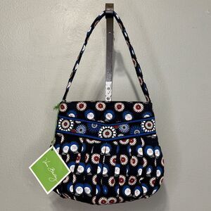 Floral Patterned Black and Blue Women's Bag